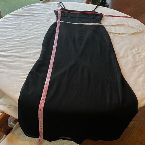 Curves Dress Medium Black Scoop Neck Sheer Waist Spaghetti Strap Slit Back Sexy - Picture 9 of 9